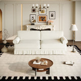Luxuriously Comfortable Cloud Couch Sofa With Elegant Rolled Arms & Pleated Skirt Design