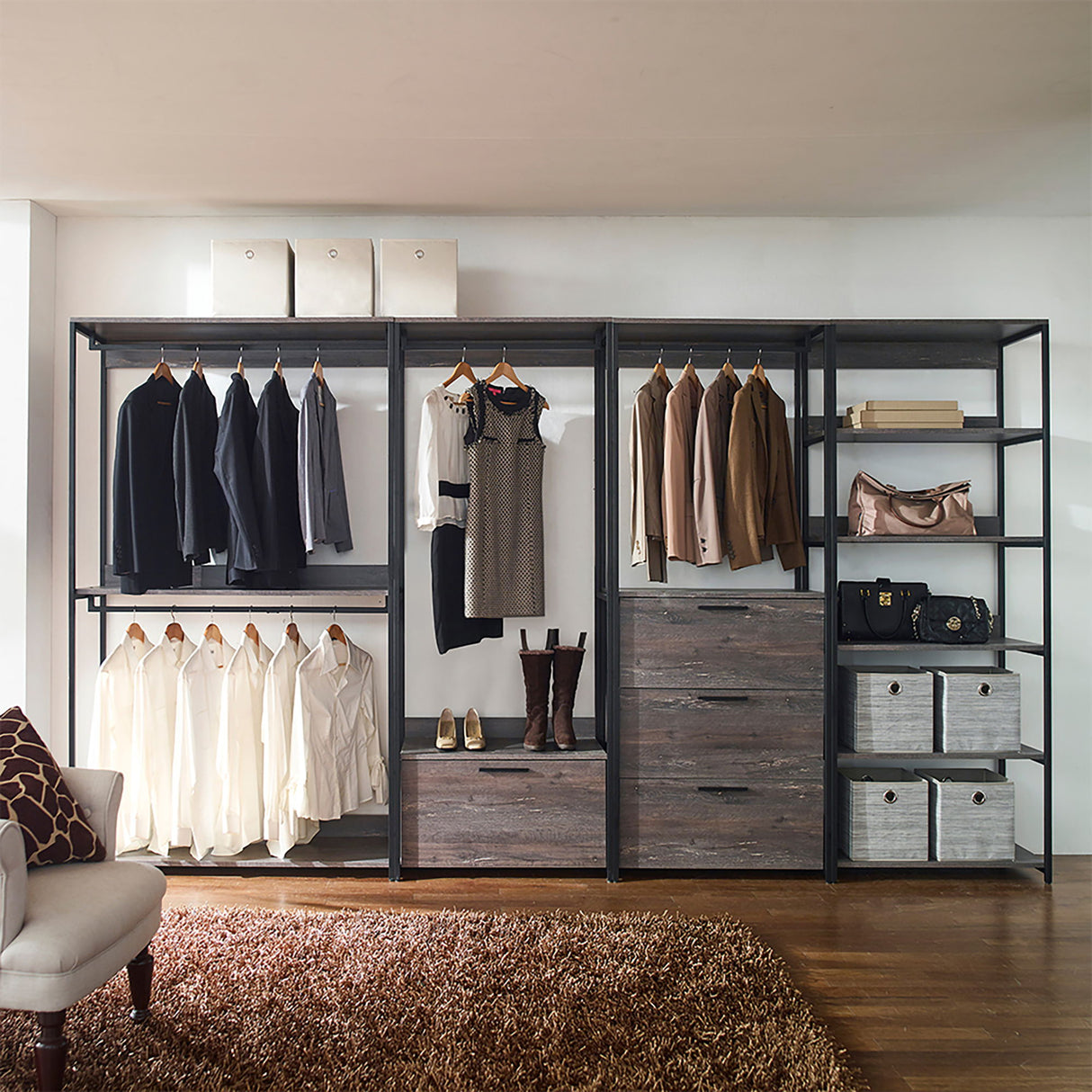 Monica - And Walk-In Closet With 5 Shelves Construction - Gray