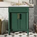 Bathroom Vanity With Integrated Sink, 2 Door Cabinet, Single Sink For Small To Medium Bathrooms