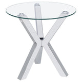 Alexa - Round Tempered Glass Top End Table - Chrome