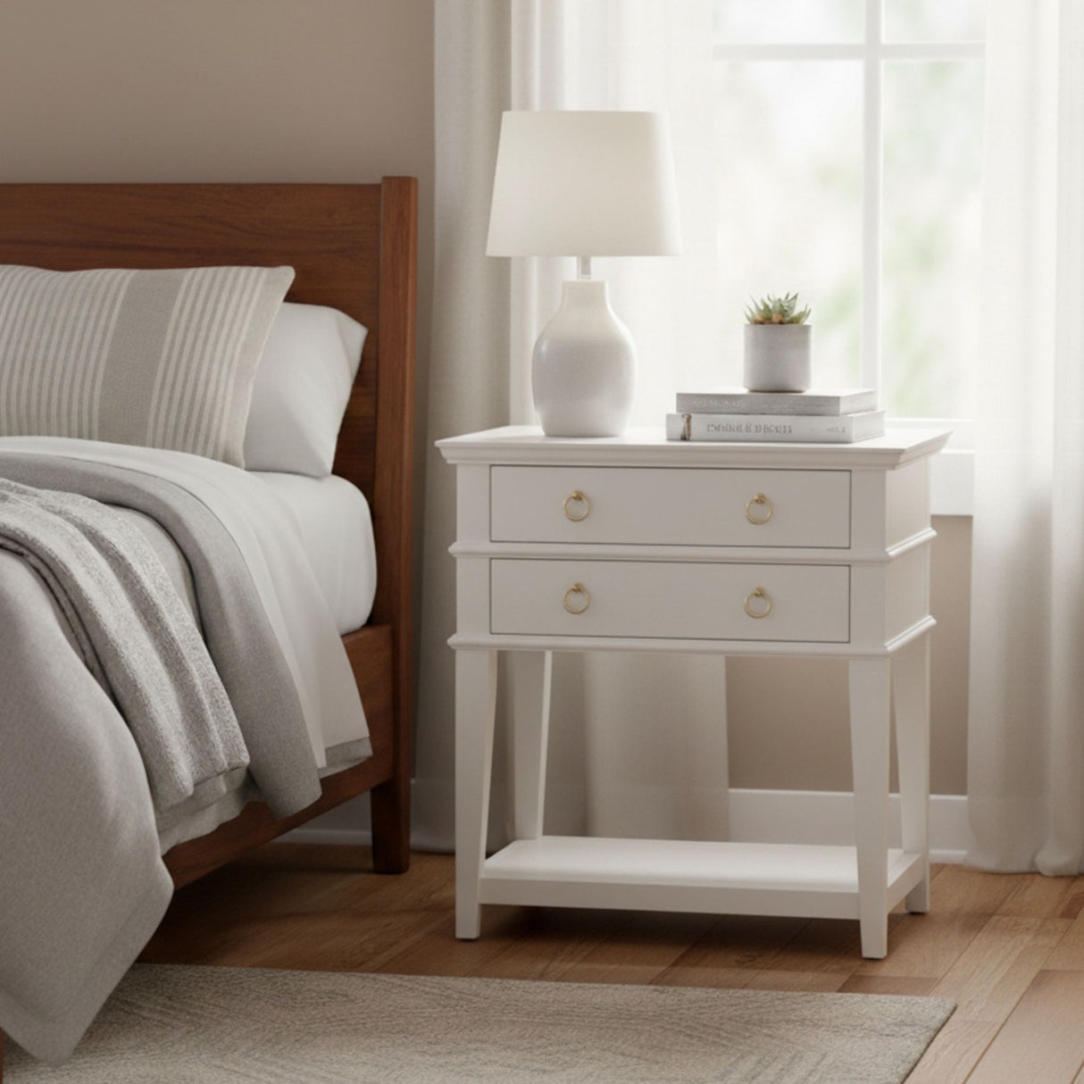 Carmona - 2 Drawer Tray Top Nightstand Pulls