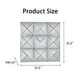 3D Beveled Wall Mirror With Frame, Large Square Design For Living Room - Silver