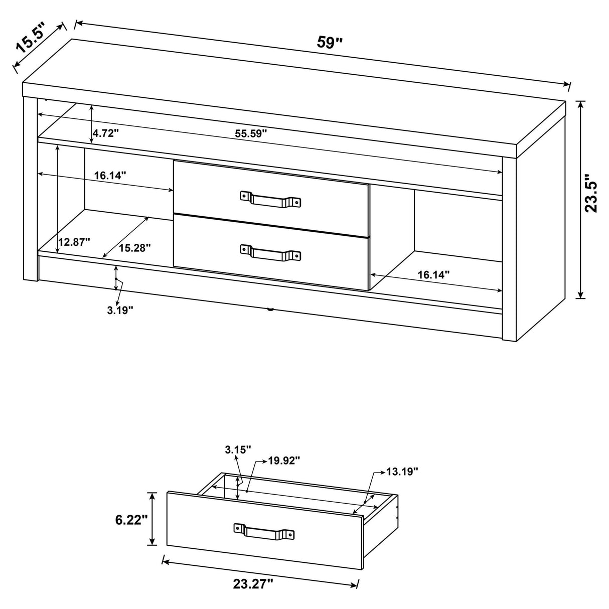 Bergeron - 2 Drawer TV Stand - Driftwood