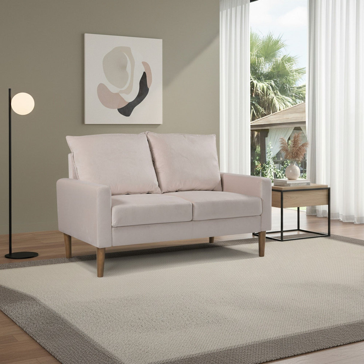 Upholstered Loveseat Sofa, 2 Seater Couch For Living Room Apartment