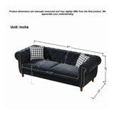 Chesterfield Upholstery Fabric Sofa With Roll Armrest & Nailhead