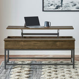 Lift Top Coffee Table With Adjustable Height - Brown