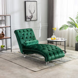 Chaise Lounge Indoor, Button Tufted Upholstered Chaise Lounge Chair With Pillow