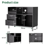 Eco-Friendly Vinyl Record Player Stand With Flip-Top Storage, Media Console With Dual Outlets And Dustproof Drawers