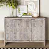Accent Cabinet Farmhouse Style 3 Door Wooden Cabinet Sideboard Buffet Server Cabinet Storage Cabinet, For Living Room - Natural Wood Wash