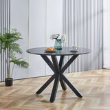 Table Mid-Century Dining Table For 4 - 6 People With Round Table Top, Pedestal Dining Table, End Table Leisure Coffee Table, Cross Leg