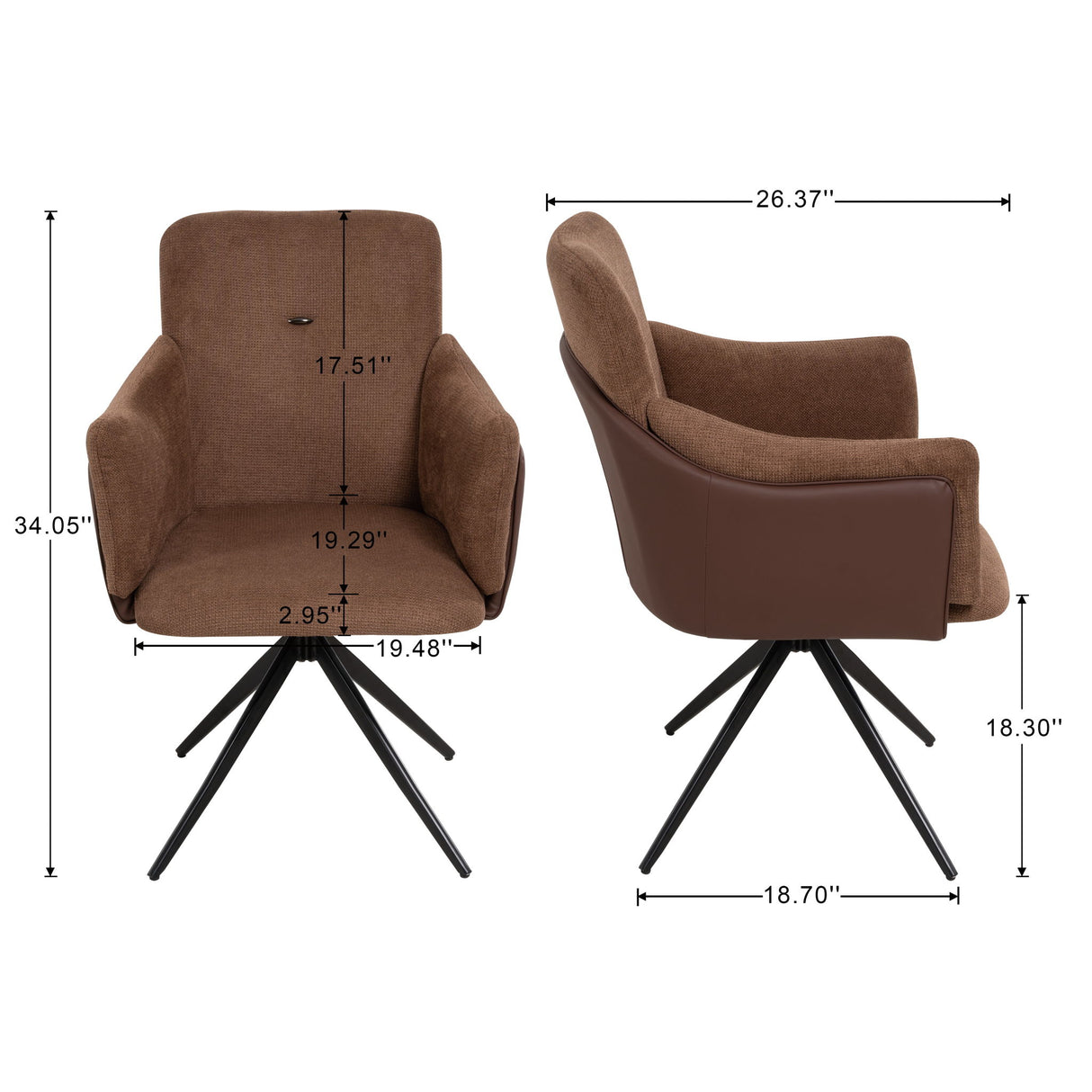 Swivel Home Office Desk Chairs With Arm (Set of 2)