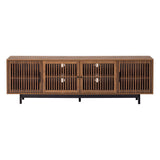 TV Stand For TVs, Entertainment Center With Closed Storage & Cable Management, Soft Closing Hinges - Walnut