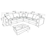 Azure - 6 Piece Upholstered Modular Sectional Sofa - Blue