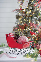 Iron Sleigh Large, Distressed Christmas Santa Sleigh Holiday Decoration