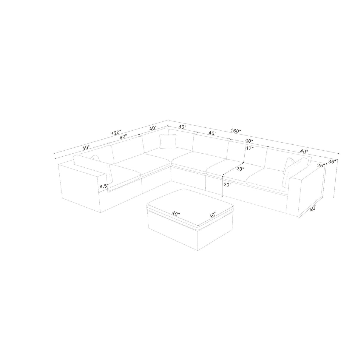 Custom Configuration Modular Sectional With Toss Pillows