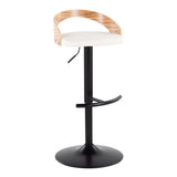 Grotto - Contemporary Adjustable Barstool With Swivel With Rounded T Footrest Elegant Design (Set of 2)