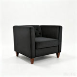 Button Tufted Accent Chair, Square Arms