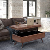 Owen - Lift Top Large Coffee Table Storage Ottoman, Mid Century Style