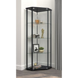 Lysander - 4 Shelf Curio Cabinet With Triangular Silhouette - Black