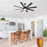 Ceiling Fan With Dimmable LED Light, 8 Blades, Smart Remote Control, Reversible DC Motor For Home Office And Living Spaces - Matte Black