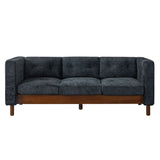 3 Seater Sofa With Square Arms, Tufted Pillow Back For Living Room