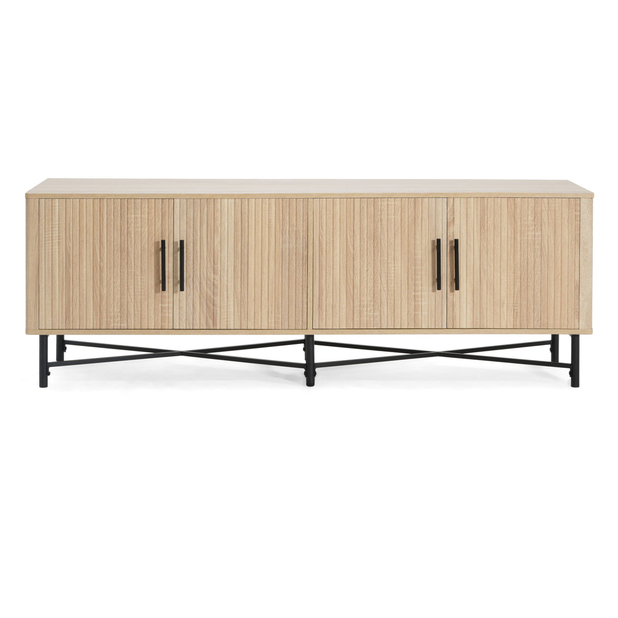 4 Door TV Cabinet, 2 Storage Spaces, Adjustable Shelves