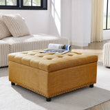 Tufted Storage Ottoman With Button Tufting And Nailhead Trim