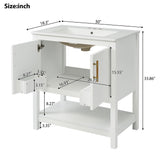 Elegant Bathroom Vanity With Ceramic Sink And Versatile Storage