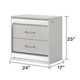 Glam - 2 Drawer Nightstand With LED Lighting - White