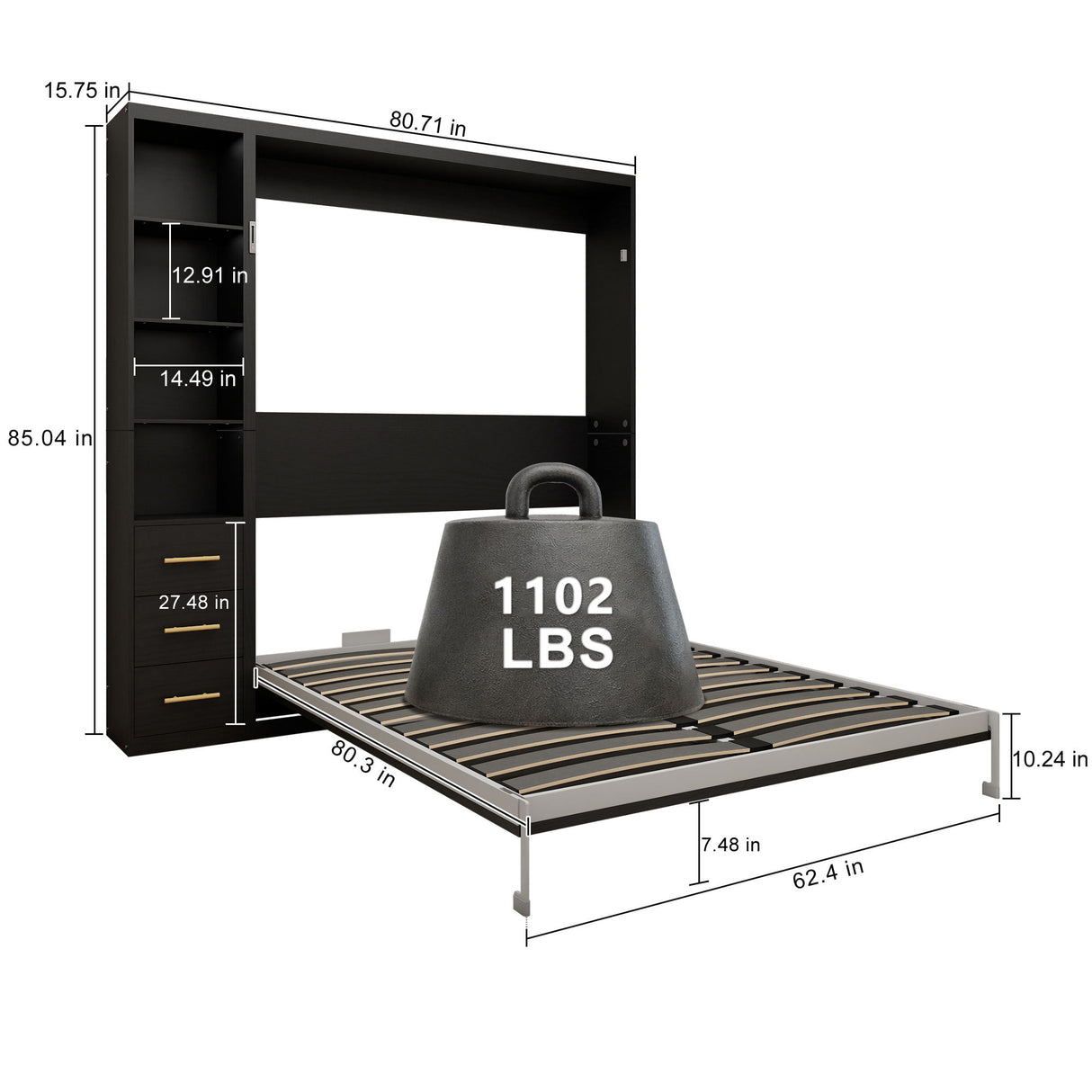 Multifunctional Vertical Murphy Wall Bed