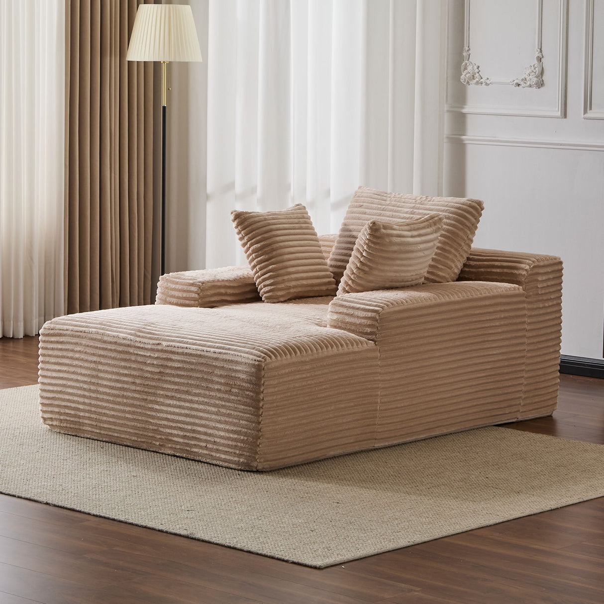 Oversized Chaise Lounge Chair Cozy Cloud Couch With 3 Throw Pillows And Wide Armrest