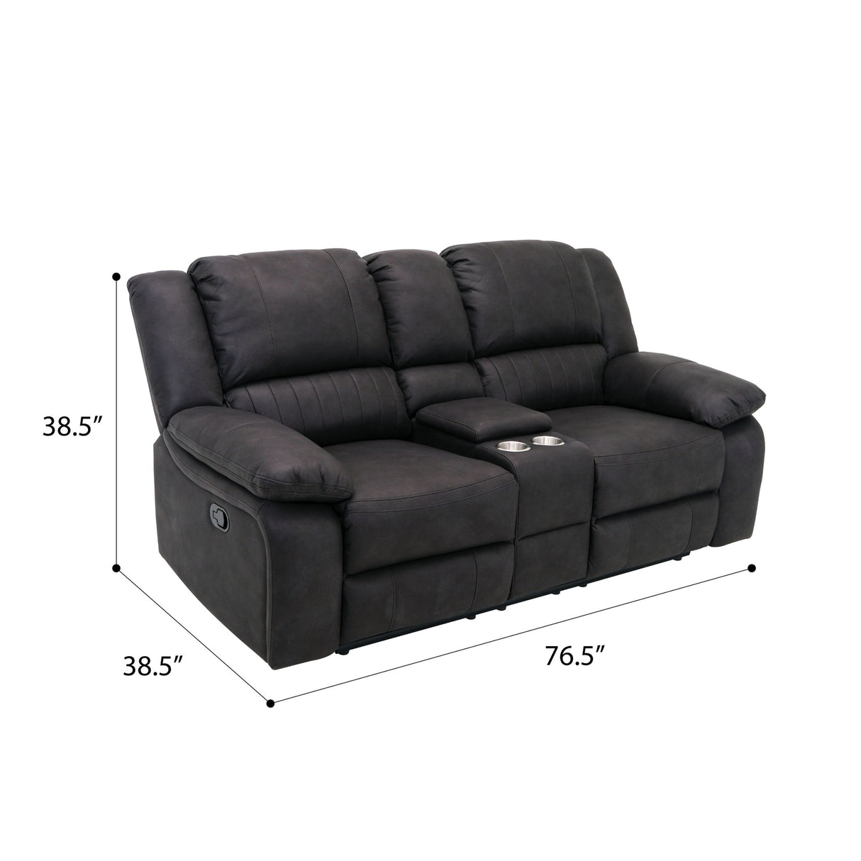 Reclining Console Loveseat - Black - Fabric