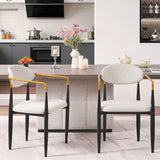 Modern Upholstered Dining Chair With Accented Armrests (Set of 2)