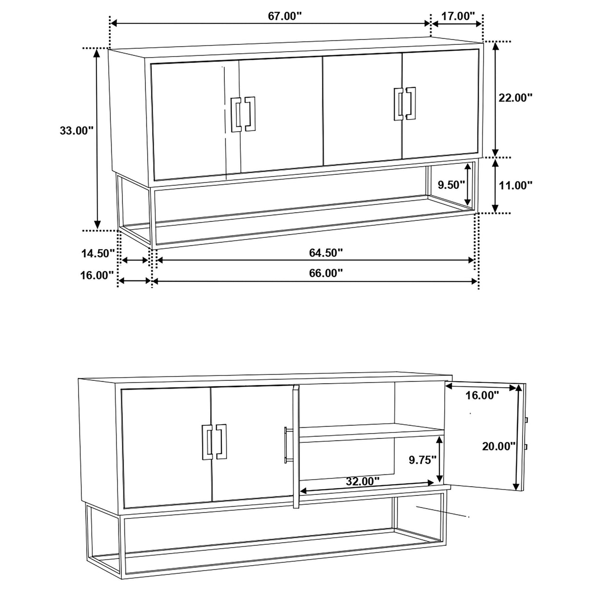Washoe - 4 Door Accent Cabinet - Walnut