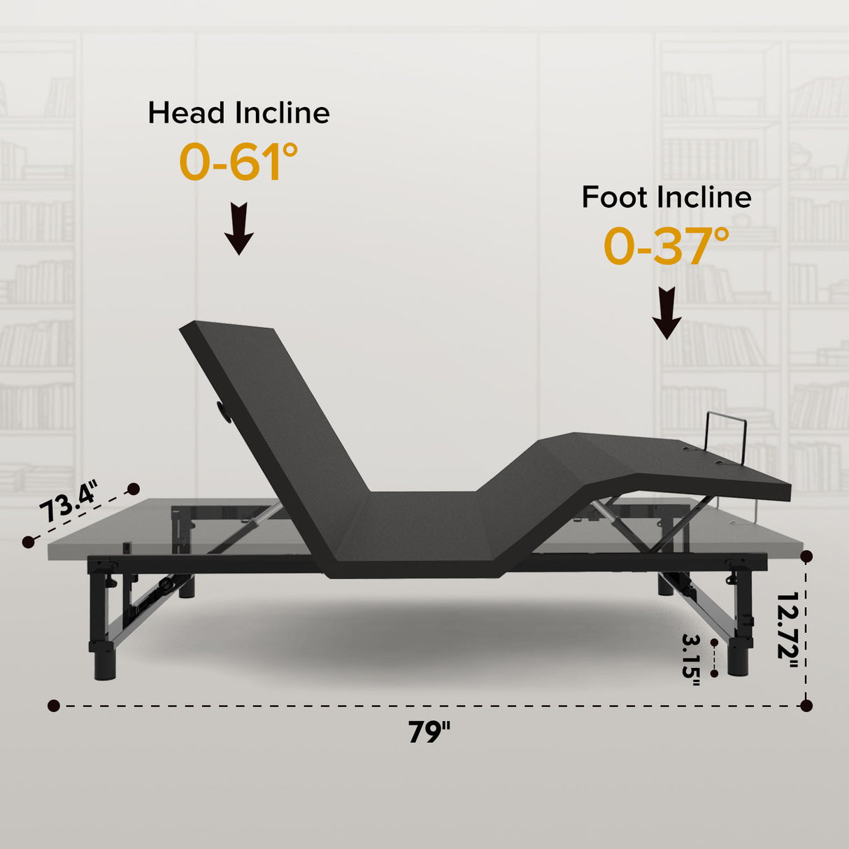 Adjustable Bed Base Frame With Wireless Remote, 4 USB Ports, Under Bed Nightlights, Zero Gravity