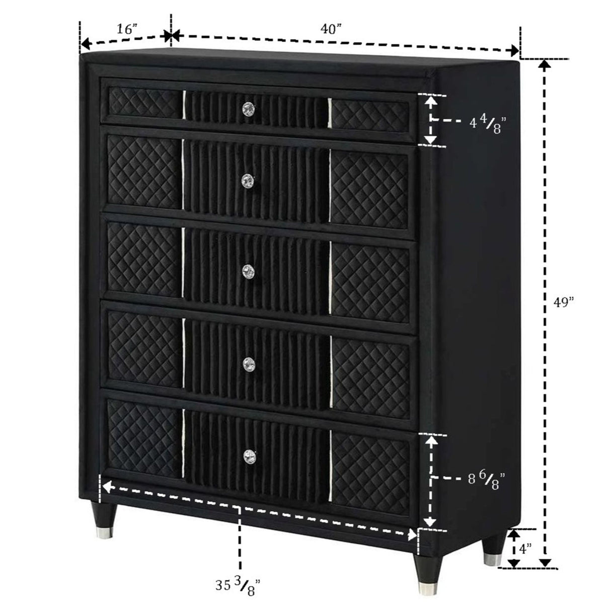 1 Piece Tall Chest Upholstery Textured - Black