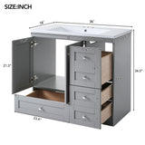 Shaker Free Standing Bathroom Vanity Cabinet With Sink, Soft Close Drawers, Soft Close Doors