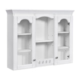 Wall-Mounted Medicine Cabinet With 2 Glass Doors, Adjustable Shelves - White
