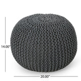 Bordeaux - Knitted Round Pouf, Versatile Ottoman And Floor Cushion