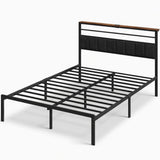 Platform Bed Frame With Charging Station & Headboard Storage