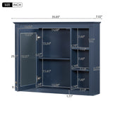 Wall Mounted Medicine Cabinet With Mirror, Storage Cabinet Featuring 6 Open Shelves And Adjustable Interior