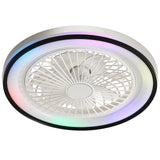 RGB Dimmable LED Bladeless Ceiling Fan With Remote Control, Flush Mount - White