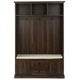 Hall Tree With 3 Hooks, Coat Hanger, Entryway Bench, Storage Bench, 3 In 1 Design