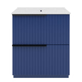 Fluted Bathroom Vanity With Ceramic Sink, Freestanding Cabinet