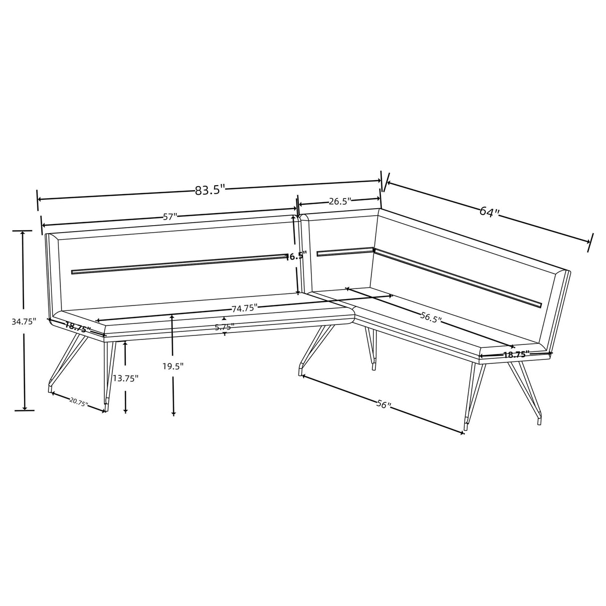 Ledger - L-Shaped Dining Bench