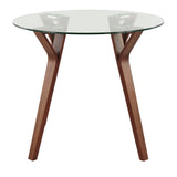 Folia - Mid-Century Modern Round Dinette Table - Walnut / Clear