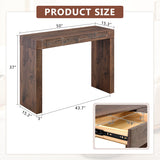 Console Table With Double Drawers - Walnut