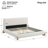 Elegant Boucle Upholstered Bed With Solid Wood Feet