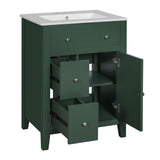 Bathroom Vanity With Basin, Rectangular Cabinet With 2 Drawers And Soft Closing Door