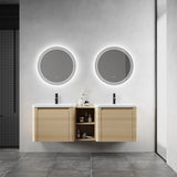 Wall Mounted Bathroom Vanity With Sink And Storage Shelves, Soft Close Doors